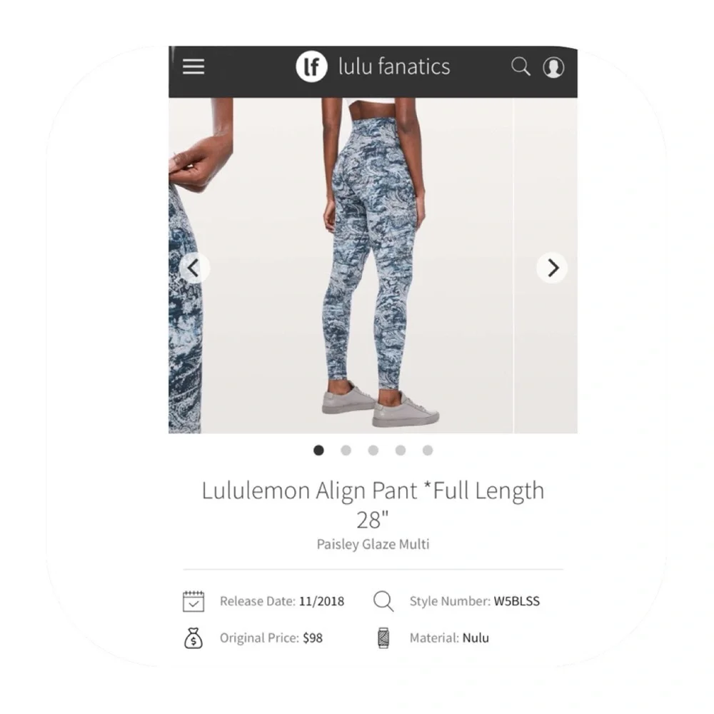 NWT Lululemon size 4 align blue paisley leggings